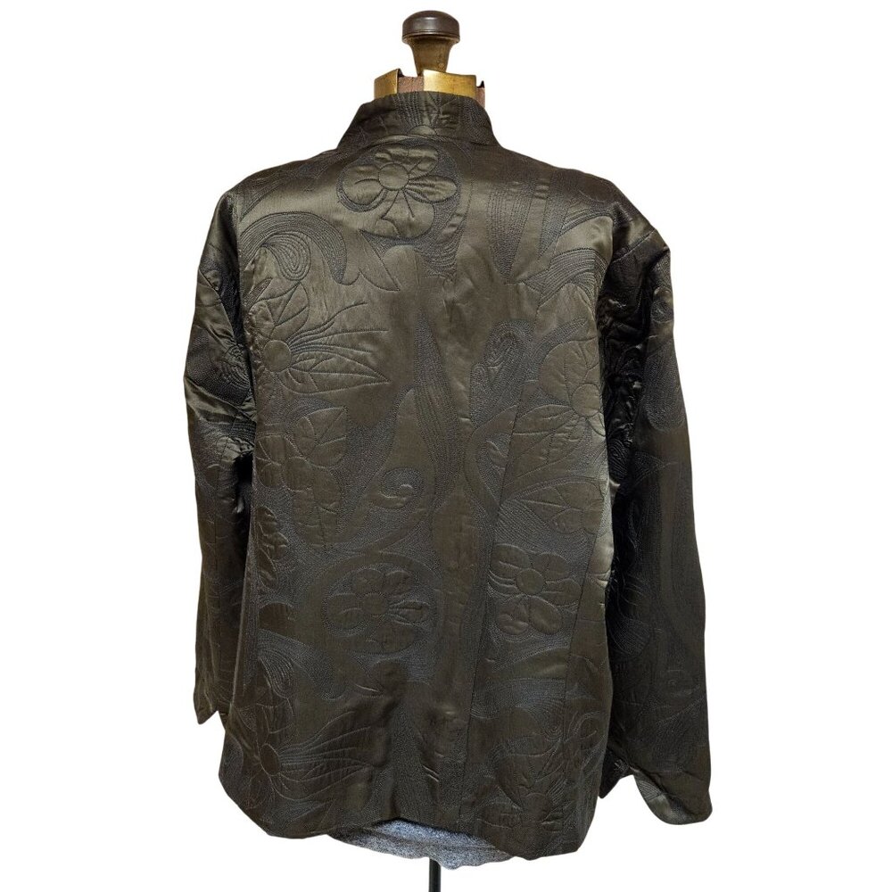 Coldwater Creek Jacket Womens 2X Silk Blend Quilted Stitch Asian Imperial Green - Picture 3 of 11